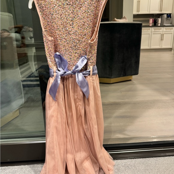 Monsoon UK girls tulle sequence  dress light peach size 9 - Picture 5 of 5